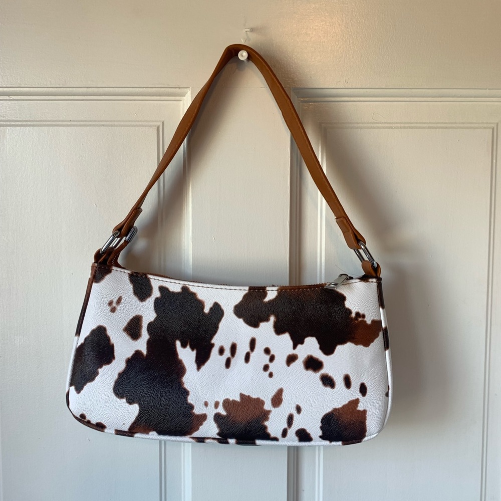Cow Print Baguette Bag